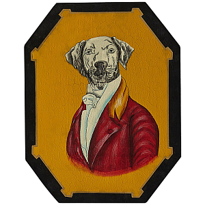 Картина в раме Chinoiserie Grey Dog Yellow Portrait