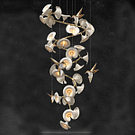Люстра каскадная из белых цветов каллы и птичек Refined Taste of Light варинант исполнения - 1 | Loft Concept в Воронеже