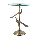 Столик с круглой стеклянной столешницей и корпусом в виде двух павлинов на ветке Table Two Peacocks варинант исполнения - 4 | Loft Concept в Воронеже