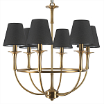 Люстра на металлическом основании бронзового цвета с 6-ю черными конусовидными абажурами Dignity варинант исполнения - 6 | Loft Concept в Воронеже