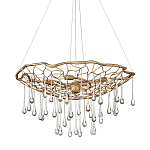 Люстра подвесная золотого цвета с металлическим сетчатым основанием и стеклянными каплевидными подвесками Hinkley варинант исполнения - 1 | Loft Concept в Воронеже