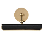 Светильник для картин цвет винтажная латунь с прямоугольным плафоном из кожи черного цвета Alora варинант исполнения - 3 | Loft Concept в Воронеже