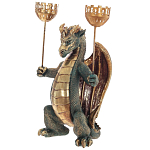 Подсвечник в виде дракона Dragon Candlestick Green Gold варинант исполнения - 2 | Loft Concept в Воронеже