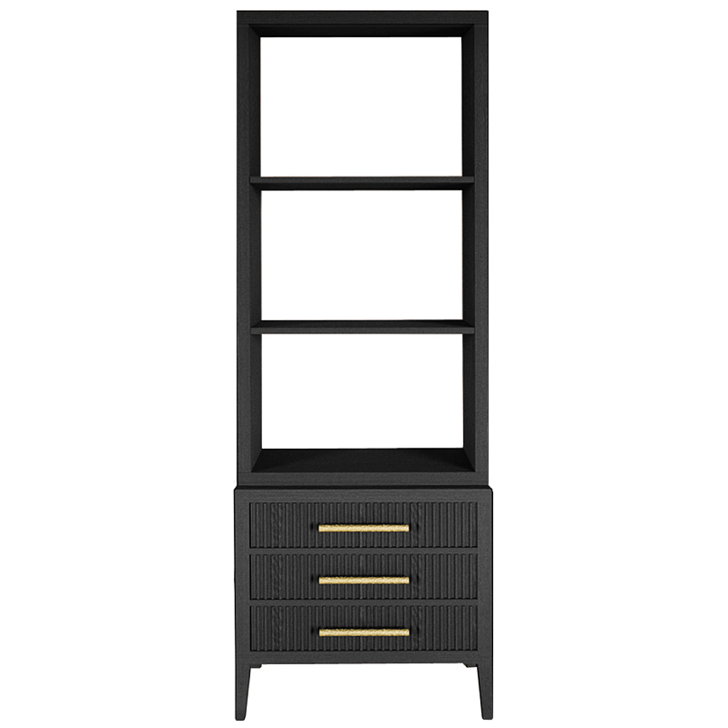 Этажерка Primo с ящиками шпон Черный дуб Черный Золотой в Воронеже | Loft Concept 