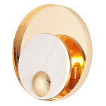 Бра с круглым плафоном из белого мрамора и золотистым металлическим обрамлением  Ginger & Jagger варинант исполнения - 1 | Loft Concept в Воронеже