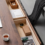 Кофейный стол из массива дерева с выдвижными ящиками Coffee Walnut Table варинант исполнения - 7 | Loft Concept в Воронеже