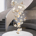 Люстра каскадная из белых цветов каллы и птичек Refined Taste of Light варинант исполнения - 4 | Loft Concept в Воронеже