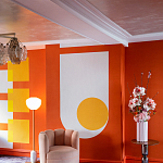 Обои ручная роспись Chez Nina by India Mahdavi Lantana colourway on Arancio dyed silk варинант исполнения - 5 | Loft Concept в Воронеже