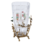 Ваза стеклянная прозрачная с бронзовым основанием в виде ветвей и фарфоровыми птичками Eden Garden варинант исполнения - 2 | Loft Concept в Воронеже