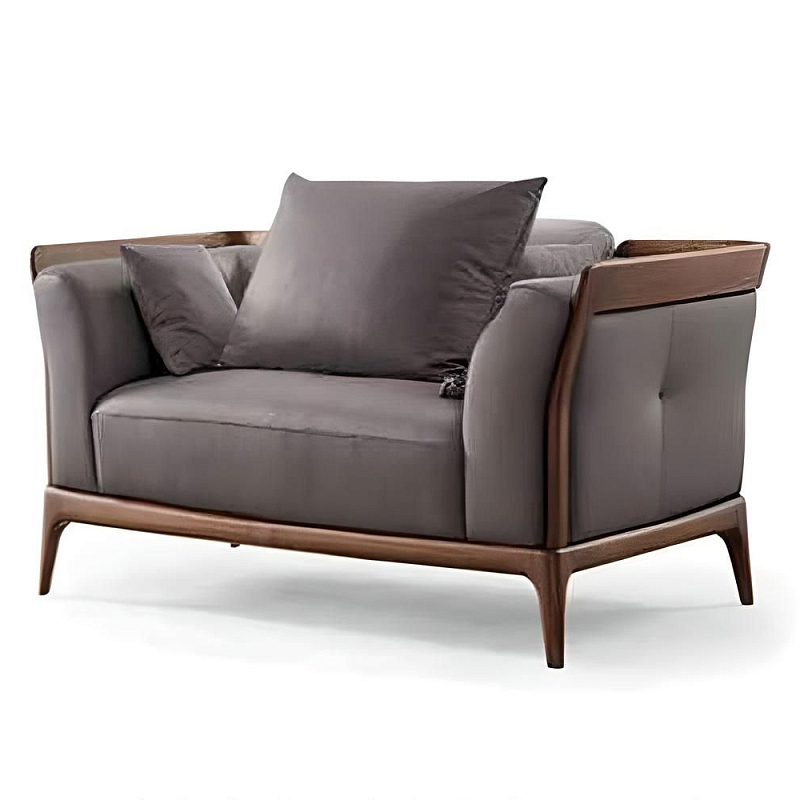 Кресло большое c каркасом из массива дерева Walnut Armchair Орех Кресло большое c каркасом из массива дерева Walnut Armchair Орех в Воронеже | Loft Concept