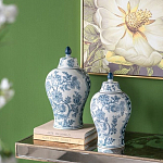 Ваза с крышкой и голубым цветочным рисунком на белом фоне Blue & White Ornament варинант исполнения - 6 | Loft Concept в Воронеже