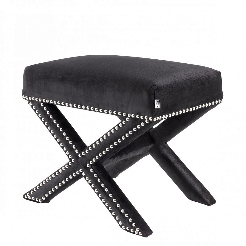 Оттоманка Eichholtz Stool Perugia Black Черный Никель в Воронеже | Loft Concept 