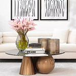 Дизайнерский журнальный стол с круглой столешницей на 3-х геометрических ножках Lehumod варинант исполнения - 4 | Loft Concept в Воронеже