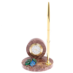 Часы настольные с шариковой металлической ручкой из натурального камня Stone Clock варинант исполнения - 4 | Loft Concept в Воронеже