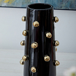 Ваза черная цилиндрическая с глянцевым покрытием и золотыми декоративными элементами Molecule Collection варинант исполнения - 2 | Loft Concept в Воронеже