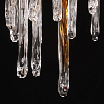 Люстра линейная золотого цвета с декоративными ветвями и длинными стеклянными подвесками в форме сосулек Droplet Chandelier варинант исполнения - 9 | Loft Concept в Воронеже