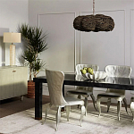 Круглая люстра волнистой формы с декором из круглых деревянных бусин коричневая Brown Wooden Beads Chandelier варинант исполнения - 4 | Loft Concept в Воронеже