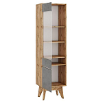 Шкаф-витрина с фасадом цвета серый бетон и стеклянной дверкой Grace of Furniture варинант исполнения - 2 | Loft Concept в Воронеже