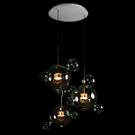 Люстра подвесная с прозрачными бирюзовыми стеклянными шарами и круглым основанием 3 лампы Giopato & Coombes варинант исполнения - 4 | Loft Concept в Воронеже