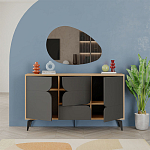 Комод цвета древесины с 3-мя дверцами и выдвижным ящиком темно-серого цвета SPARK CONSOLE OAK ANTHRACITE варинант исполнения - 2 | Loft Concept в Воронеже