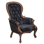 Кресло с мягкой обивкой из черного велюра на 4-х деревянных ножках Evelyn Classical Armchair варинант исполнения - 1 | Loft Concept в Воронеже