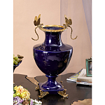 Ваза темно-синего цвета из фарфора с бронзовыми стрекозами Eden Garden porcelain and bronze варинант исполнения - 3 | Loft Concept в Воронеже