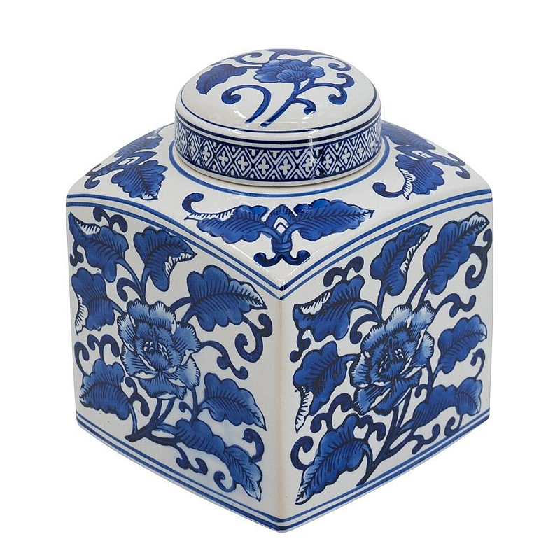 Ваза с крышкой в китайском стиле Oriental Blue & White Ornament Vases Синий Белый в Воронеже | Loft Concept 