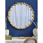 Зеркало круглое в фактурной золотистой раме из металла Mirror Golden Placer варинант исполнения - 3 | Loft Concept в Воронеже