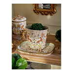 Кашпо с растительным и животным орнаментом на бронзовых ножках Turquoise Blooming Garden варинант исполнения - 6 | Loft Concept в Воронеже