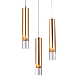 Подвесной светильник Metal Acrylic Tube Trio Gold Hanging Lamp варинант исполнения - 1 | Loft Concept в Воронеже