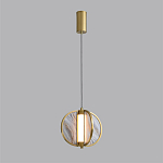 Подвесной светильник с круглым плафоном из искусственного алебастра в бронзовой оправе Marbella варинант исполнения - 4 | Loft Concept в Воронеже