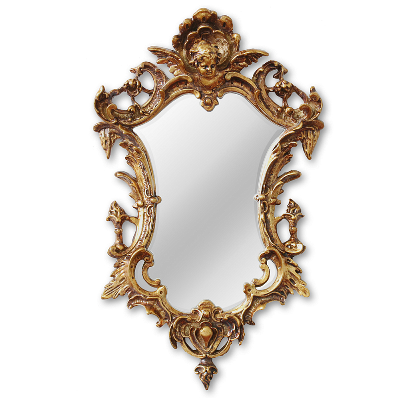 Зеркало настенное в ажурной раме золотого цвета с эффектом старины Classic Ornament Mirror Золотой в Воронеже | Loft Concept 