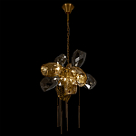 Люстра подвесная со стеклянными плафонами из дымчатого и золотистого с шестью вертикальными подвесками Gilded Mirage  варинант исполнения - 6 | Loft Concept в Воронеже