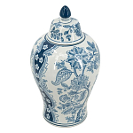 Ваза с крышкой и голубым цветочным рисунком на белом фоне Blue & White Ornament варинант исполнения - 1 | Loft Concept в Воронеже