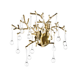 Бра в форме ветвей деревьев золотого цвета с прозрачными подвесками-каплями Droplet Bra варинант исполнения - 3 | Loft Concept в Воронеже