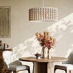 Люстра в форме цилиндра с вставками из деревянных бусин Wooden Beads варинант исполнения - 5 | Loft Concept в Воронеже