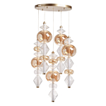 Люстра с плафонами из прозрачного и янтарного стекла в виде шаров и ромбов Gabriel Scott Luna варинант исполнения - 2 | Loft Concept в Воронеже