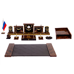 Настольный письменный набор с часами из природного камня обсидиана Royal Set варинант исполнения - 1 | Loft Concept в Воронеже