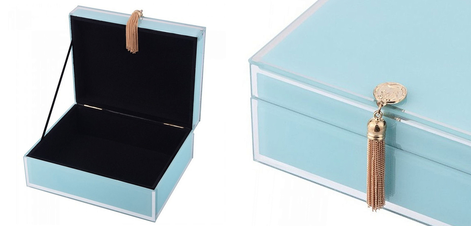 Шкатулка Glass Light Blue Box Шкатулка Glass Light Blue Box - Loft-Concept в Воронеже
