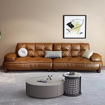 Диван двухместный кожаный с каркасом из массива дерева Medieval Furniture варинант исполнения - 1 | Loft Concept в Воронеже