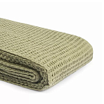 Плед из шерсти зеленого цвета с бахромой Waffle Comfort варинант исполнения - 3 | Loft Concept в Воронеже