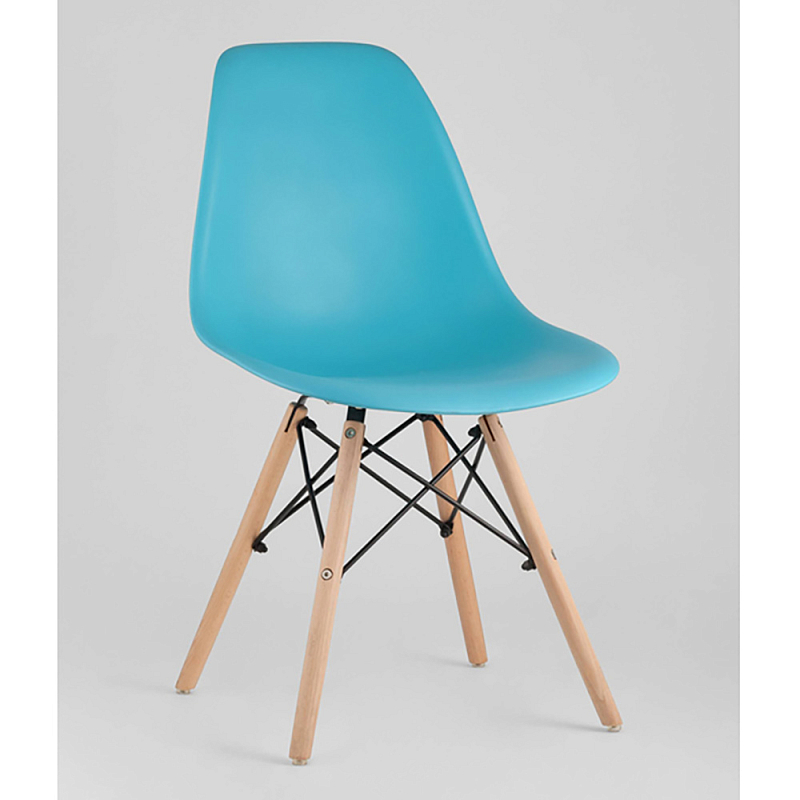 Пластиковый стул на ножках из массива бука Eames Torquoise Бирюзовый Древесина в Воронеже | Loft Concept 