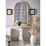 Зеркало-окно настенное в венецианском стиле с деревянной рамой бежевого цвета Venetian Smooth варинант исполнения - 4 | Loft Concept в Воронеже