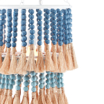 Подвесной светильник двухъярусный с декором из круглых деревянных бусин с кисточками Blue Wooden Beads Chandelier варинант исполнения - 1 | Loft Concept в Воронеже