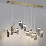 Подвесной светильник линейный с плафонами волнистой формы из фактурного стекла Big Wave варинант исполнения - 4 | Loft Concept в Воронеже