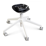 Стул с мягкой синей обивкой из велюра и подъемно-поворотным механизмом на белых колесиках Harper Blue and White варинант исполнения - 5 | Loft Concept в Воронеже