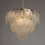 Люстра на цепи с прозрачными стеклянными подвесками в виде листьев Textured Glass Chandelier варинант исполнения - 3 | Loft Concept в Воронеже