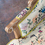 Кресло из натурального бука бежевое с изображением птиц и цветов Beige Green Chinoiserie Garden Armchair варинант исполнения - 5 | Loft Concept в Воронеже