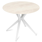 Стол обеденный с круглой столешницей из керамики на четырех белых ножках Sand Ceramics варинант исполнения - 3 | Loft Concept в Воронеже