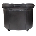 Кресло кожаное с мягкими подлокотниками на 4-х деревянных ножках Logan Leather Armchair black варинант исполнения - 3 | Loft Concept в Воронеже
